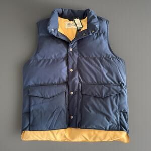 Vintage Alpine Patrol Mens Navy Blue Nylon Snap Button Puffer Vest Size M EUC